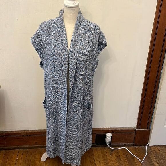 Cabi blue multicolored sleeveless long vest/sweater Size S EUC - Picture 1 of 11